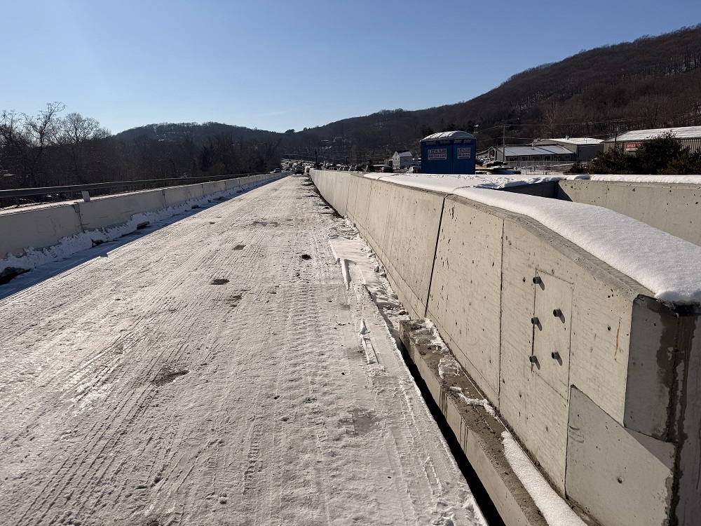 Photo of Route 8 and installed of new concrete median barrier