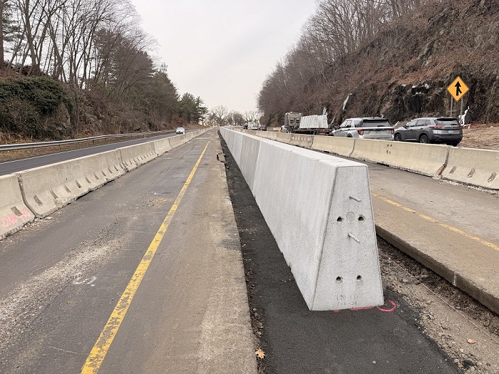 Photo of Route 8 and installation of new concrete median barrier