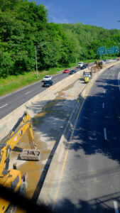 Excavation in the median on Route 8
